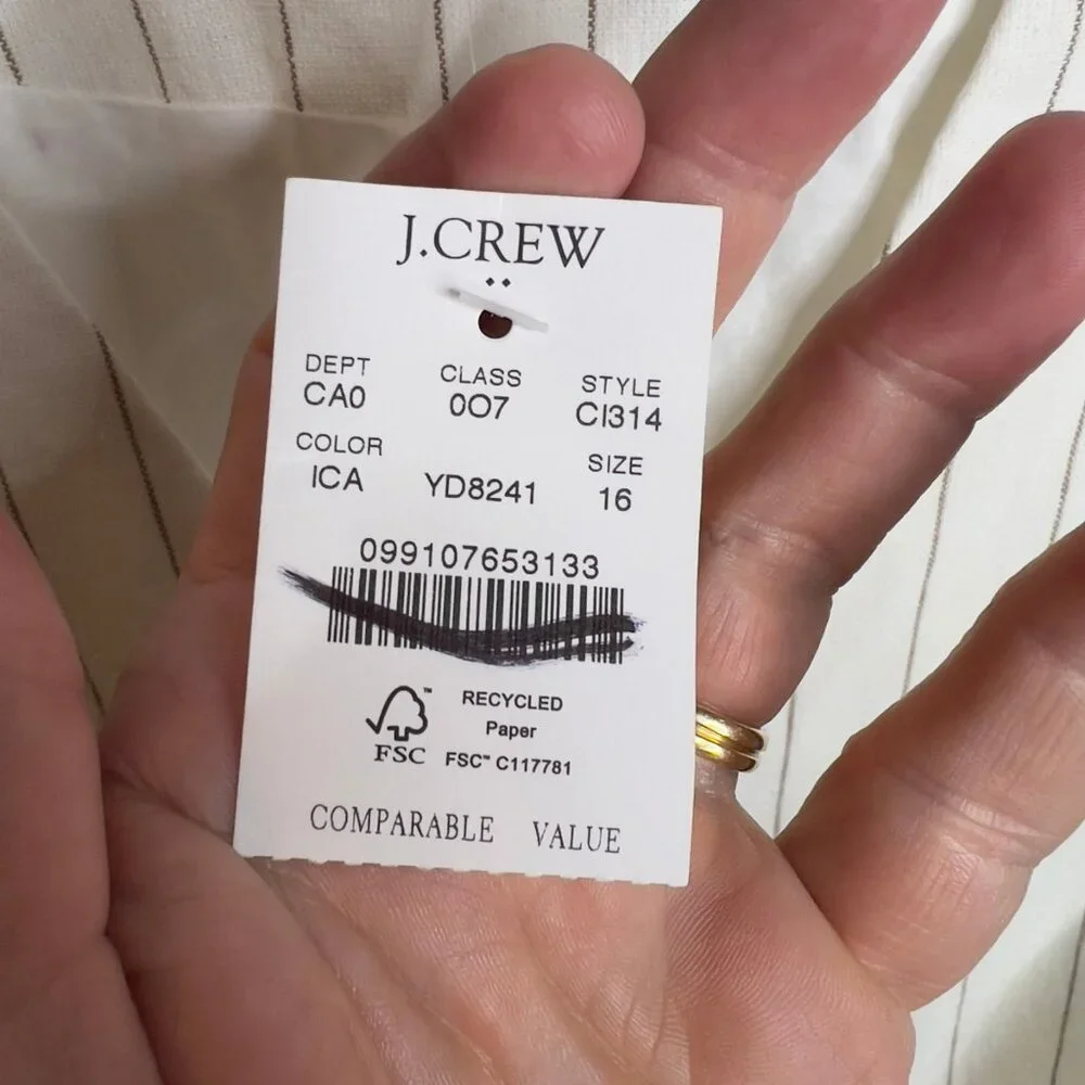 J.Crew $90 Striped Linen-Blend Vest Size 16 Ivory Camel CI314 - Picture 4 of 6